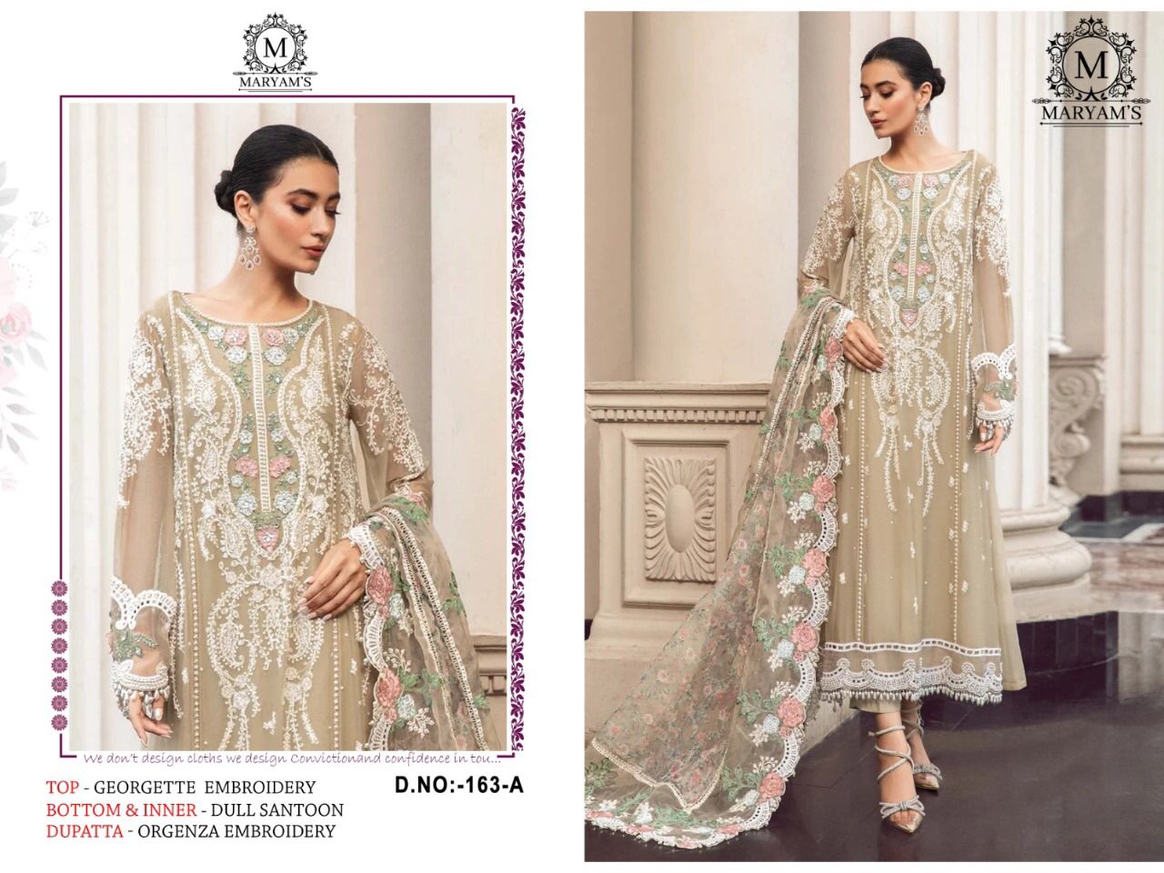 Maryams 163 Embroidery Georgette Pakistani Suits Wholesale Suppliers In Mumbai
